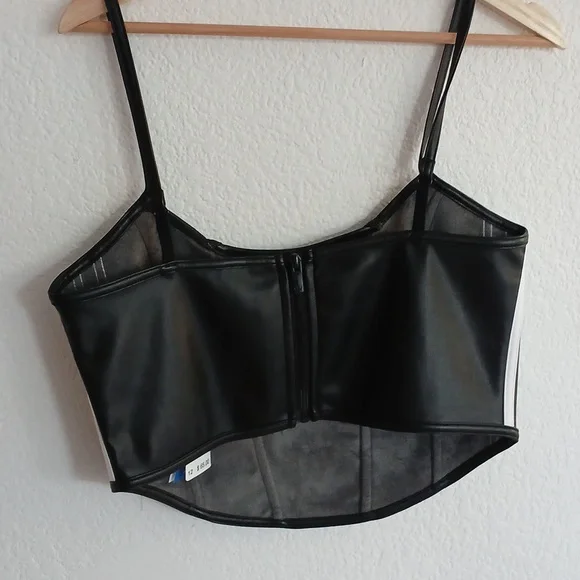Adidas Black Faux Leather Crop Top - Picture 5 of 6